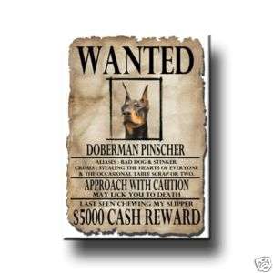 DOBERMAN PINSCHER Wanted Poster FRIDGE MAGNET No 2 DOG  