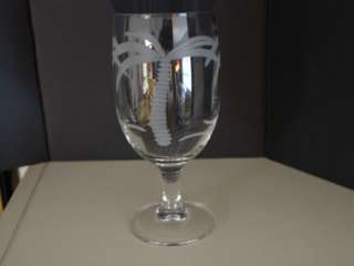 Palm Tree Water Glass Carved Crystal Stemmed  