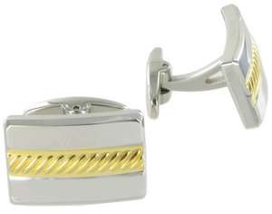 Rochet Roma Stainless Gold Cable Detail Cufflinks  