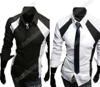 New Fashion Mens Luxury Casual Stylish Slim Long Sleeve Shirts Two 