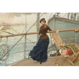   Henry Bacon, A Scottish Lady on a Boat Arriving in New York, 71 x 48