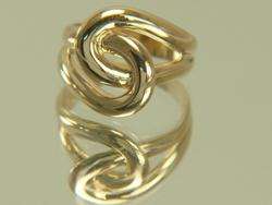 Ladies 14K Solid Yellow Gold Open Link By Pass Ring  