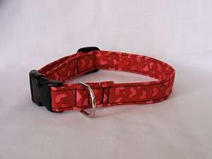   Collar Red w/ Pink Hearts CUSTOM MADE Adjustable Dog/Pet/Cat  
