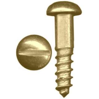 Crown Bolt Brass #12 X 1 1/4 In. Round Head Slotted Drive Wood Screw 