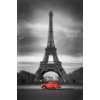 Paris   Red Coat Eiffelturm colourligh   Poster schwarz weiss Foto 