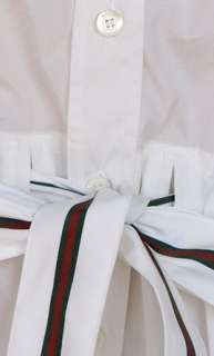   New Womens Top Shirt Blouse sz 4   40 Cotton Blend White w Belt  