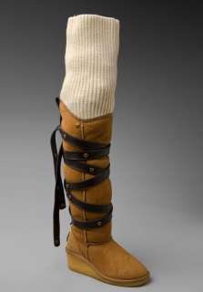 KOOLABURRA Olivia Over The Knee Legwarmer Wedge Boot in Chestnut at 