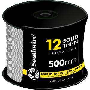   500 Ft. 12 Solid THHN White Cable 11588157 