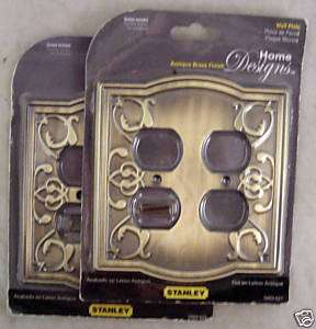 NEW Lot 2 Stanley Antique Brass Wall Plate Outlet Cover  