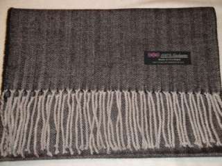   Cashmere Scarf Black Tweed Herringbone Plaid Scarf Scotland Wool Z98
