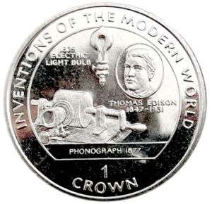 ISLE OF MAN 1 CROWN 1996 INVENTIONS   1ST ELECTRIC BULB  