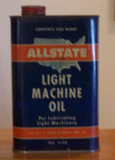 Vintage Allstate Light Machine 1 Quart Oil Can Gas  