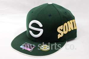 Seattle Super Sonics NBA Green White Yellow All Over Reebok Fitted Cap 