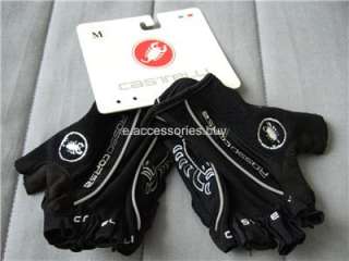 Castelli Rosso Corsa Bike Cycling Bicycle Fingerless Gloves Black S/M 