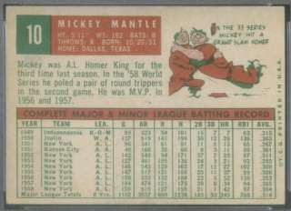 1959 Topps 10 Mickey Mantle PSA 6 (7543)  