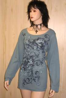 Blue Roses THERMAL KNIT TOP Shirt PLUS SIZE 1x 2x 14/16  