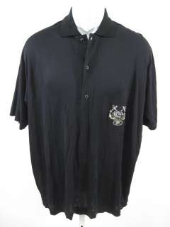 GIANFRANCO FERRE Mens Black Embroidered Shirt Medium  