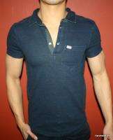   ARMANI EXCHANGE MUSCLE SLIM FIT RUGBY POLO INDIGO NAVY T SHIRTS MENS S