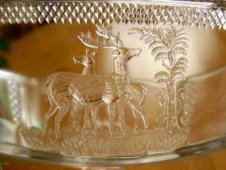   OPEN Compote Deer and Pine Tree Pattern c1886 McKee Brothers  