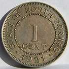 British NORTH BORNEO scarce 1921 H 1 Cent, 4 yr type; rare UNC