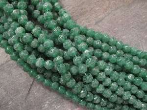 100 Jade Green Czech Glass English Cut Beads 4mm  