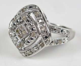 Estate Designer Genuine Diamond 925 Silver Sterling Ring, 4.6g, Size 7 