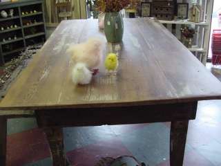 Vintage antique primitive country wood farm table with center drawer 