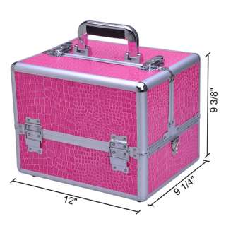   New Professional Pink Makeup Artist Cosmetic Train Case with Key Lock