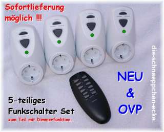 Funksteckdosen Set 5 Teile Fernbedienung Funkschalter  