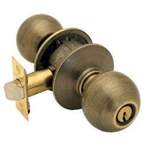 Schlage Orbit Antique Brass Keyed Entry Knob F51 ORB 609 at The Home 