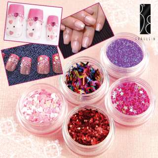   60 Dosen Nagelverzierung Glitter  5 Formen Glitter Set x 1