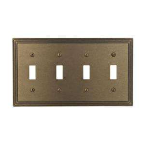 Amerelle Steps 4 Gang Rustic Brass Toggle Switch Wall Plate 84T4RB at 