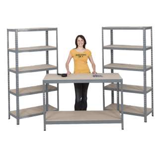 Storage Shelving Kit, 2x Steel Metal Garage Shelves & 1x Workshop 