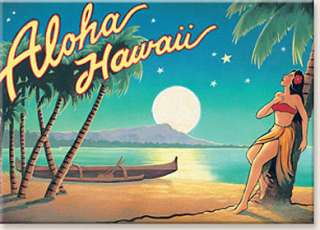 HAWAII Magnet SOLID Vintage Hawaiian Beach HULA MOON  