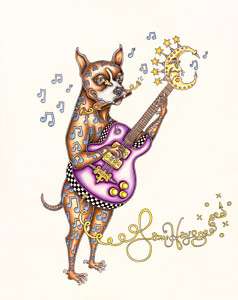 BOXER PLAYING GUITAR Jamie Hayes signed & numbered DOG  