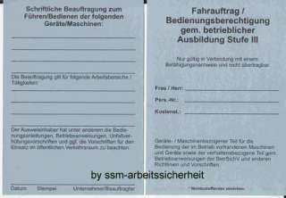 Gültigkeit Staplerschein Kranschein Baggerschein Motorsägenschein in 