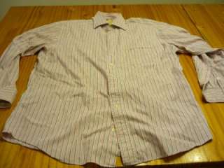 Hickey Freeman long sleeve 100% cotton button front shirt size 17 35 