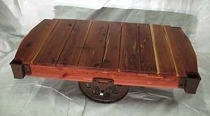 Lineberry Cedar Factory Cart, Industrial Cart, Coffee Table, Rebuilt 
