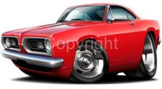 1967   1968 Plymouth Barracuda Muscle Car Cartoon T shirt #9490 CUDA 