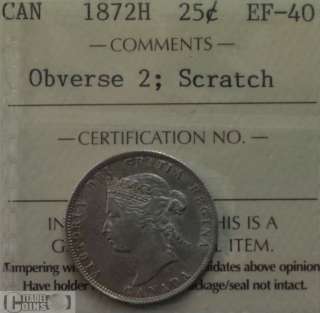  25 cents iccs graded ef 40 obverse 2 scratch iccs registration jv 806