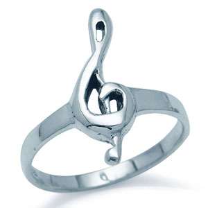Musical Note Treble Clef 925 Sterling Silver Ring  