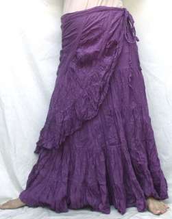 Wrap Tier Long Cotton Skirt Gypsy Boho One Size M L XL  