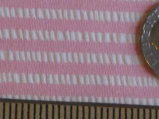 VTG 60 70s PINK WHT STRIPED COTTON MATERIAL FABRIC 5yd  