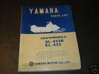 1973 YAMAHA SNOWMOBILE SL 433B & EL 433 PARTS MANUAL  