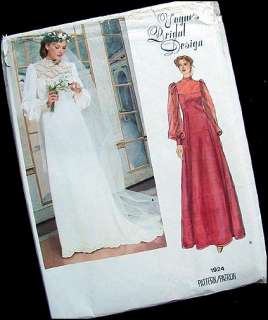Victorian Style Vogue BRIDAL PATTERN Vintage 70s Wedding Gown Train 