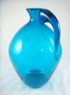   jug description huge vintage mid century blue hand blown vase jug 11