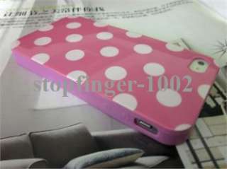   White Polka Dots TPU Soft Shell Case Cover for iPhone 4 4S  