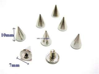 50 3/8 10mm Cone Spikes Screwback Spike Studs Leathercraft nickel 
