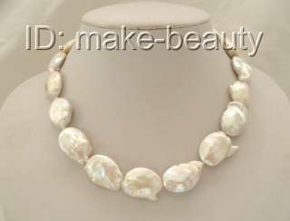 super big 22mm baroque white keshi reborn freshwater pearl necklace 
