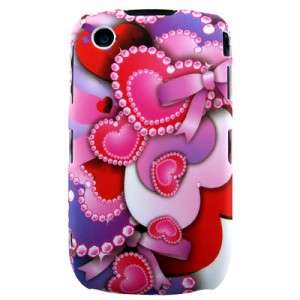 CAR CHARGER + LOVE HEART HARD BACK CASE COVER FOR Blackberry Curve 